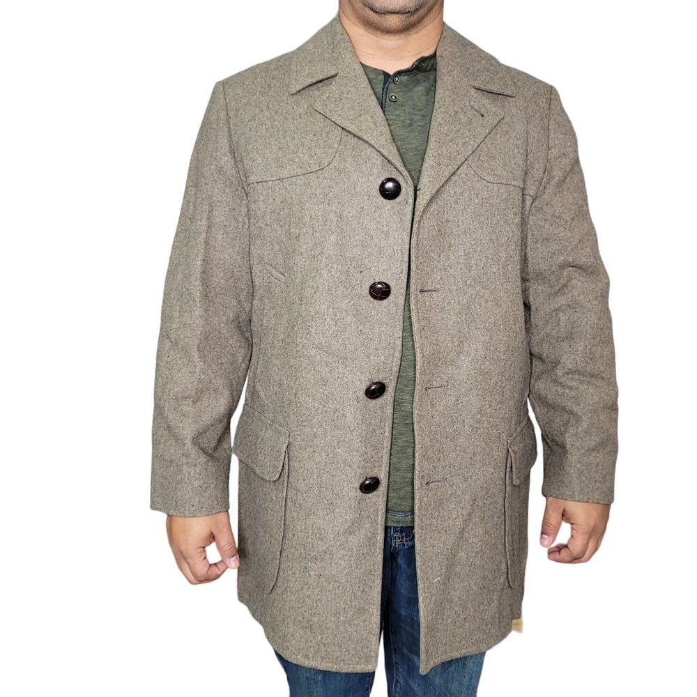 Pendleton vintage mens wool heavy winter jacket trench coat size 46